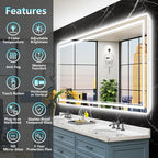 96x36 LED Bathroom Mirror with Lights, Backlit and Front Lit Anti-Fog Lighted - Image 2