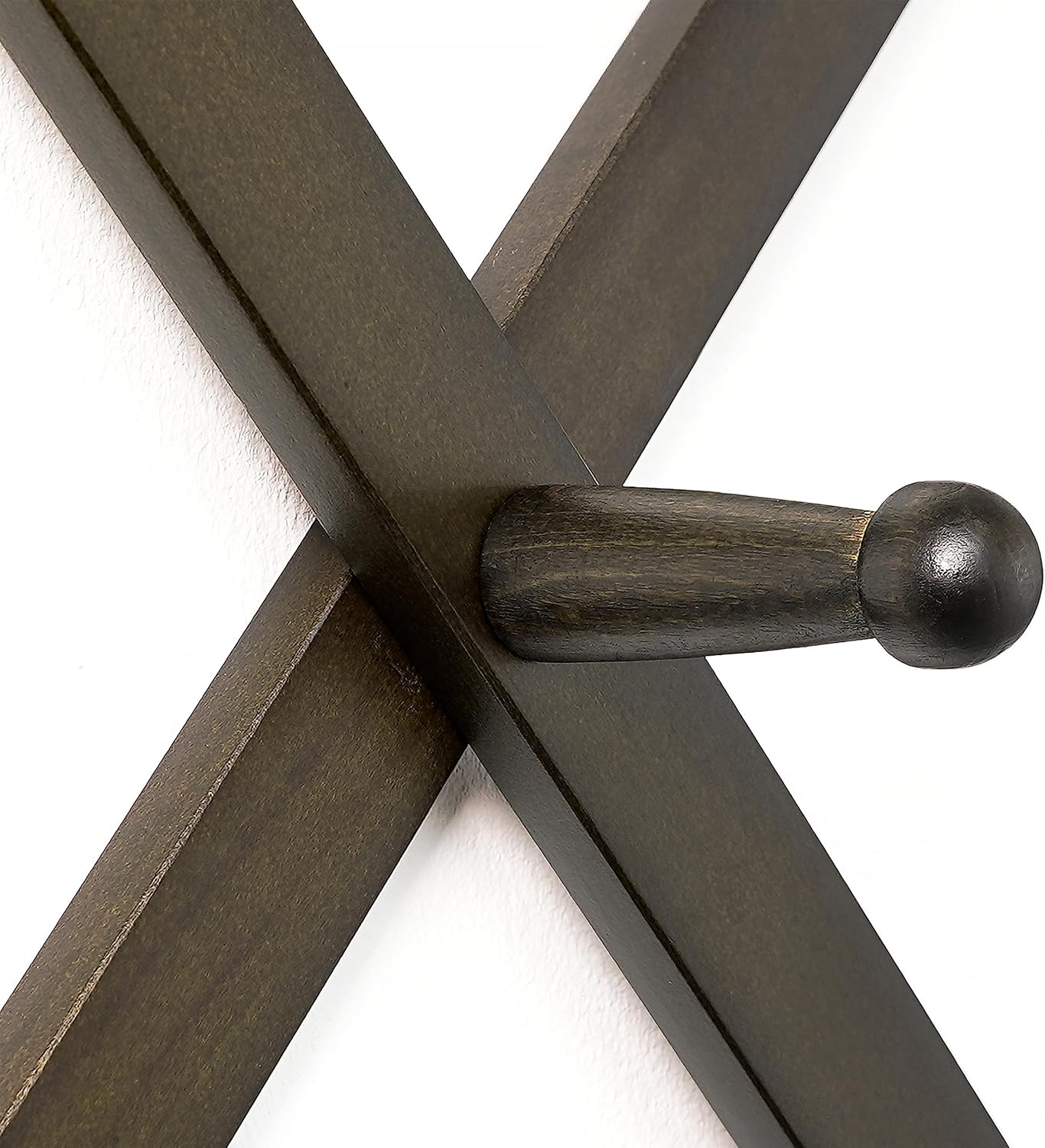 Dseap Accordion Wall Hanger: 16" High Wooden Expandable Coat Rack,Hat Rack,Accordion Hook Wall Mount for Baseball Caps,Coats,10 Peg Hooks,Dark Walnut