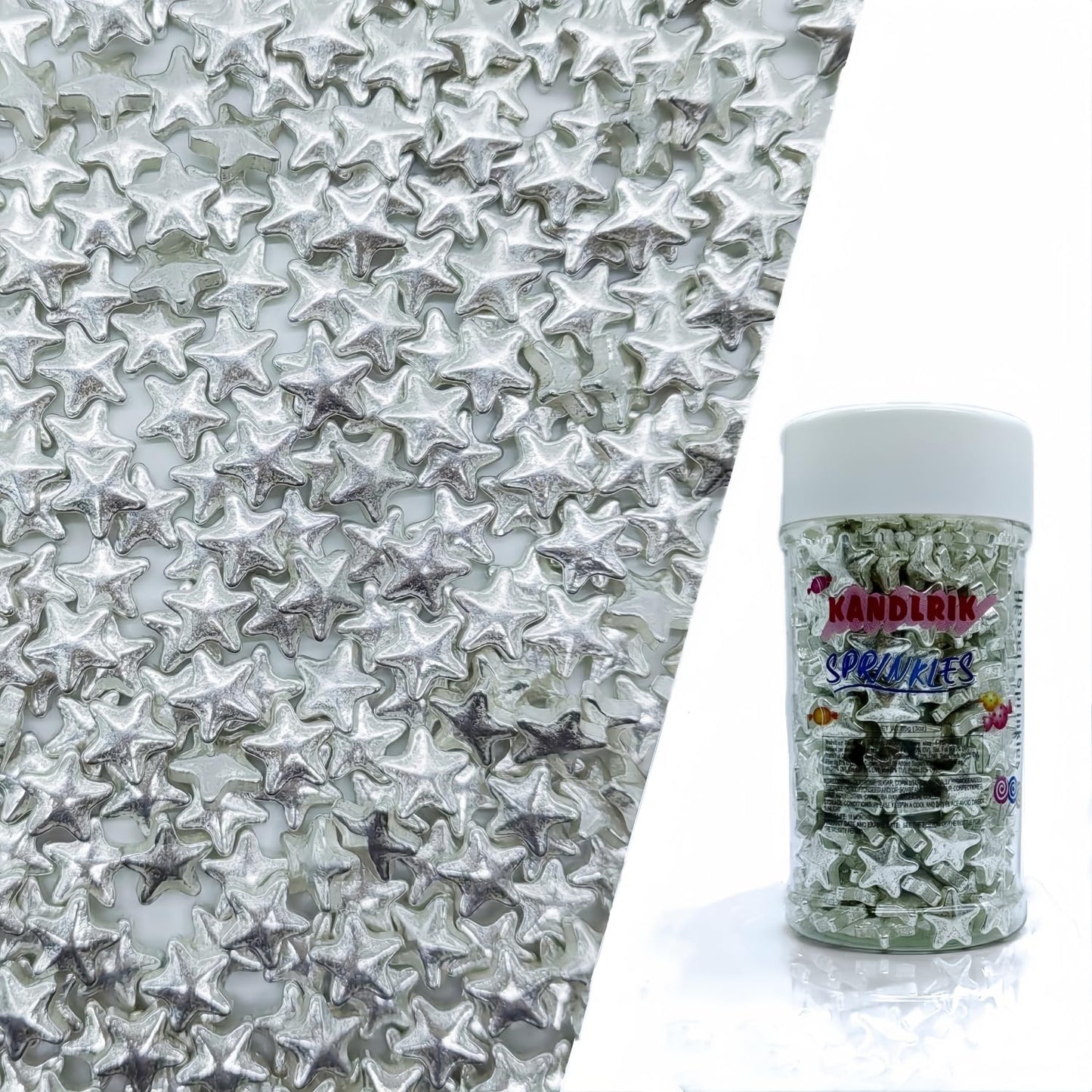 10mm Silver Stars Sprinkles Edible Stars Cake Decorating Stars Cake Decorations Cupcake Toppers Cookie Decorating Perfect for Cakes,Cupcakes,Desserts Toppings 3OZ