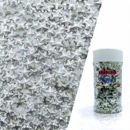 10mm Silver Stars Sprinkles Edible Stars Cake Decorating Stars Cake Decorations Cupcake Toppers Cookie Decorating Perfect for Cakes,Cupcakes,Desserts Toppings 3OZ