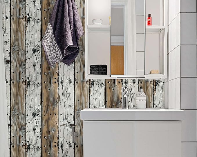 FLFK Wood Wallpaper Peel and Stick Removable Rustic Wallpaper 16" x 384" Vinyl - Image 5