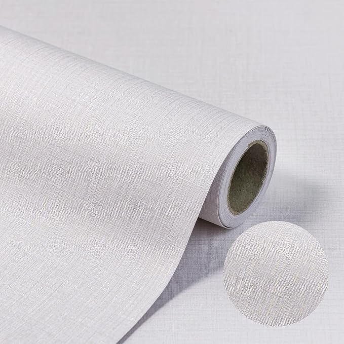 Beige Wallpaper Grasscloth Peel and Stick Wallpaper 15.7"x 1181" Fabric Contact by TAPETYLLER