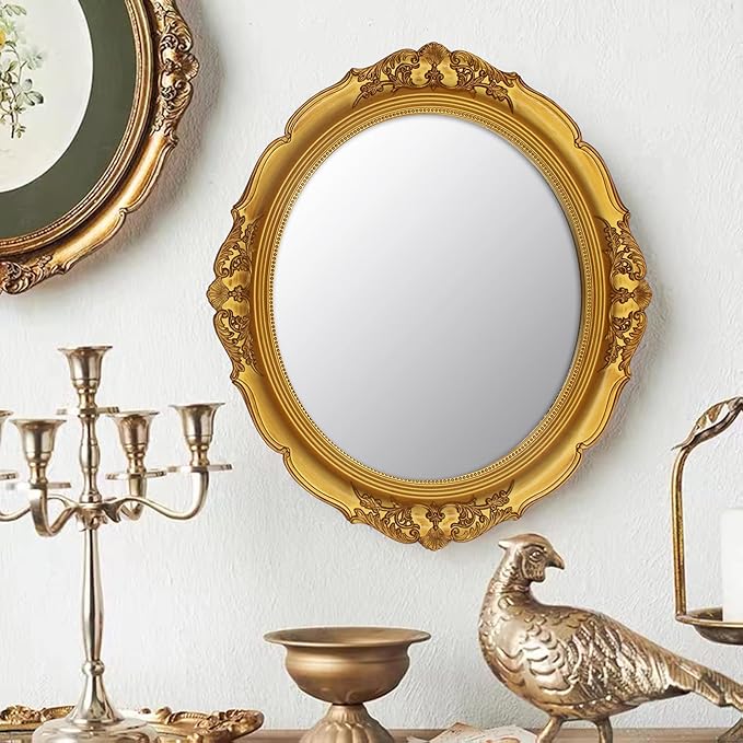 YCHMIR 14.8 x 13.1 inch Oval Wall Mirror Vintage Style Wall Mounted - Image 2