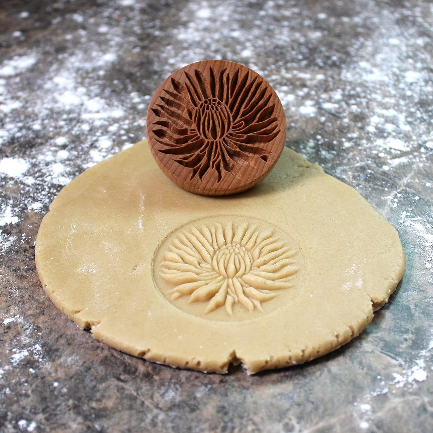 Wood Cookie Stamp, 2.5 Inch (Blooming Chrysanthemum CS-010)