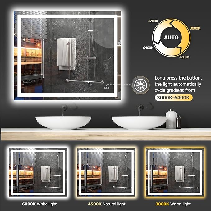 Hivone 48X40 LED Bathroom Mirror - Image 5