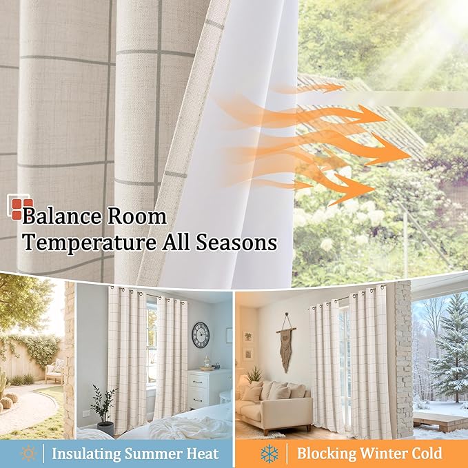 Lajode Grey Plaid Curtains Pattern Printed 90 Inches Long - Image 7