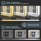 60x40 LED Bathroom Mirror with Lights, Backlit and Front Lit Anti-Fog Lighted - Image 4