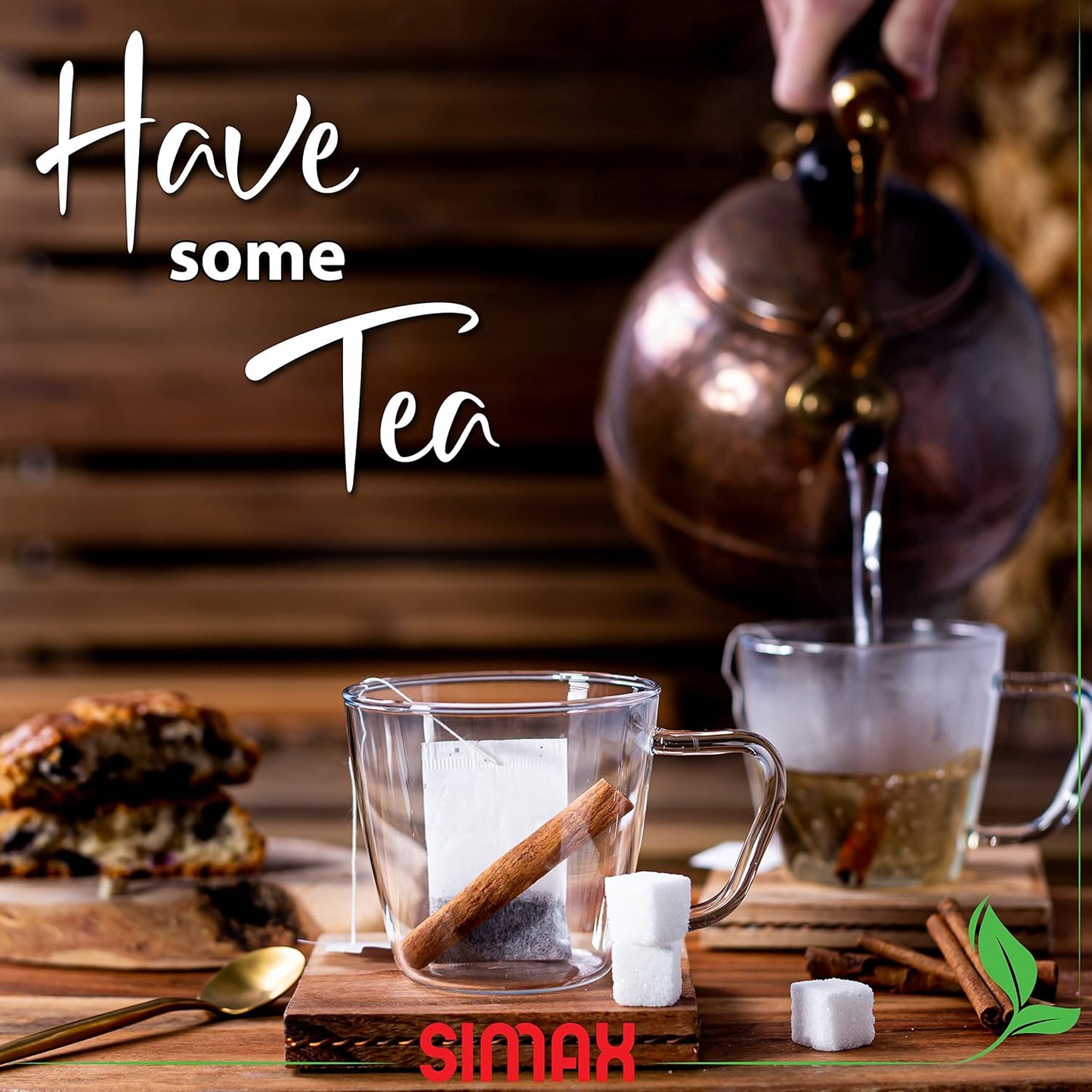 SIMAX Small Clear Glass Coffee Mug Set of 6 - 7 Ounce Heat Safe Borosilicate Tea Cups With Handles for Cappuccino