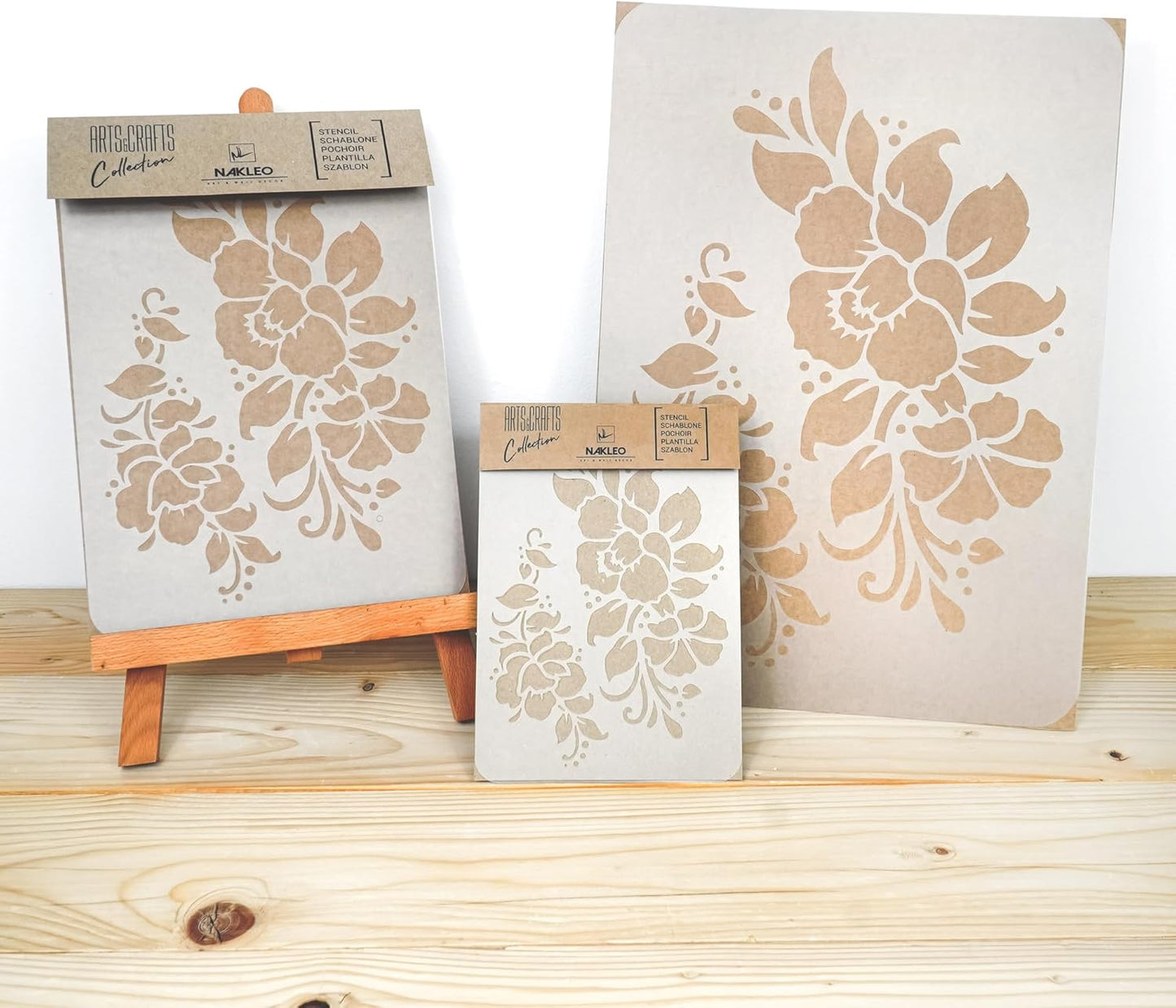 NAKLEO Painting Stencil for Crafts A5 5.9” x 8.3”, Flowers Frame Floral Pattern, Reusable Plastic DIY & Scrapbooking Drawing Template, Decoupage Art Home Decor, Wall Wood Fabric Furniture