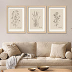 YWJKWLGS Vintage Botanical Wall Art 11x16 Inch Set of 3 Wooded Framed - Image 3