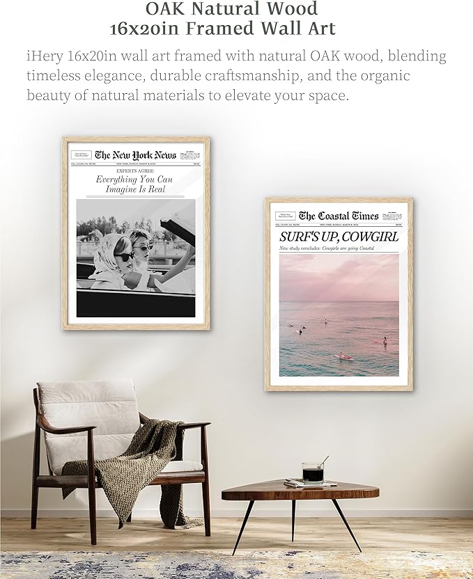 iHery Framed Trendy Coastal Cowgirl NewsPaper Wall Art Prints, Western Vintage - Image 7