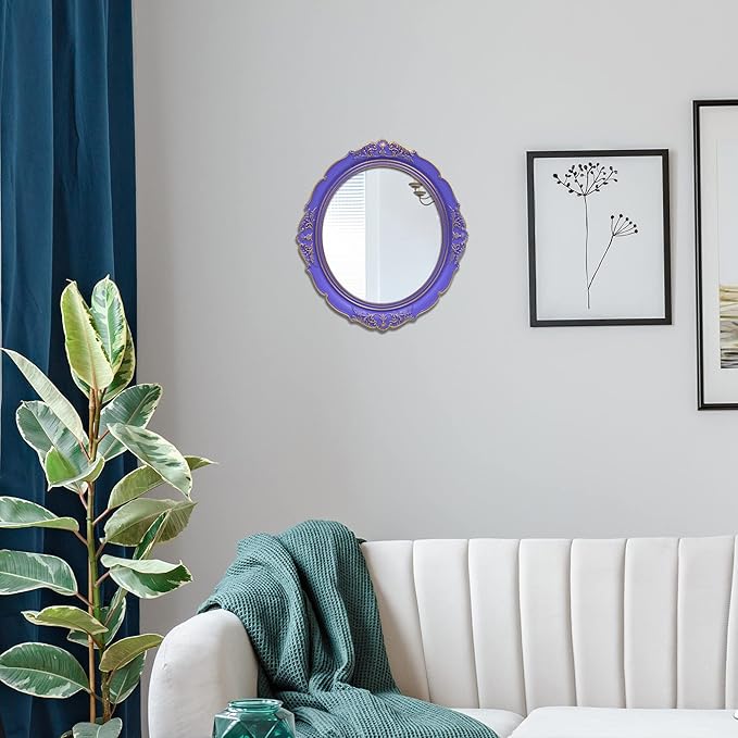 YCHMIR 14.8 x 13.1 inch Oval Wall Mirror Vintage Style - Image 2