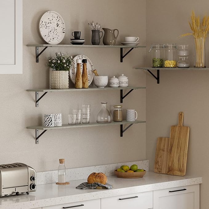 DINZI LVJ Long Wall Shelves, 55.1Inch Wall Mounted Shelves Set of 2, Extra - Image 7