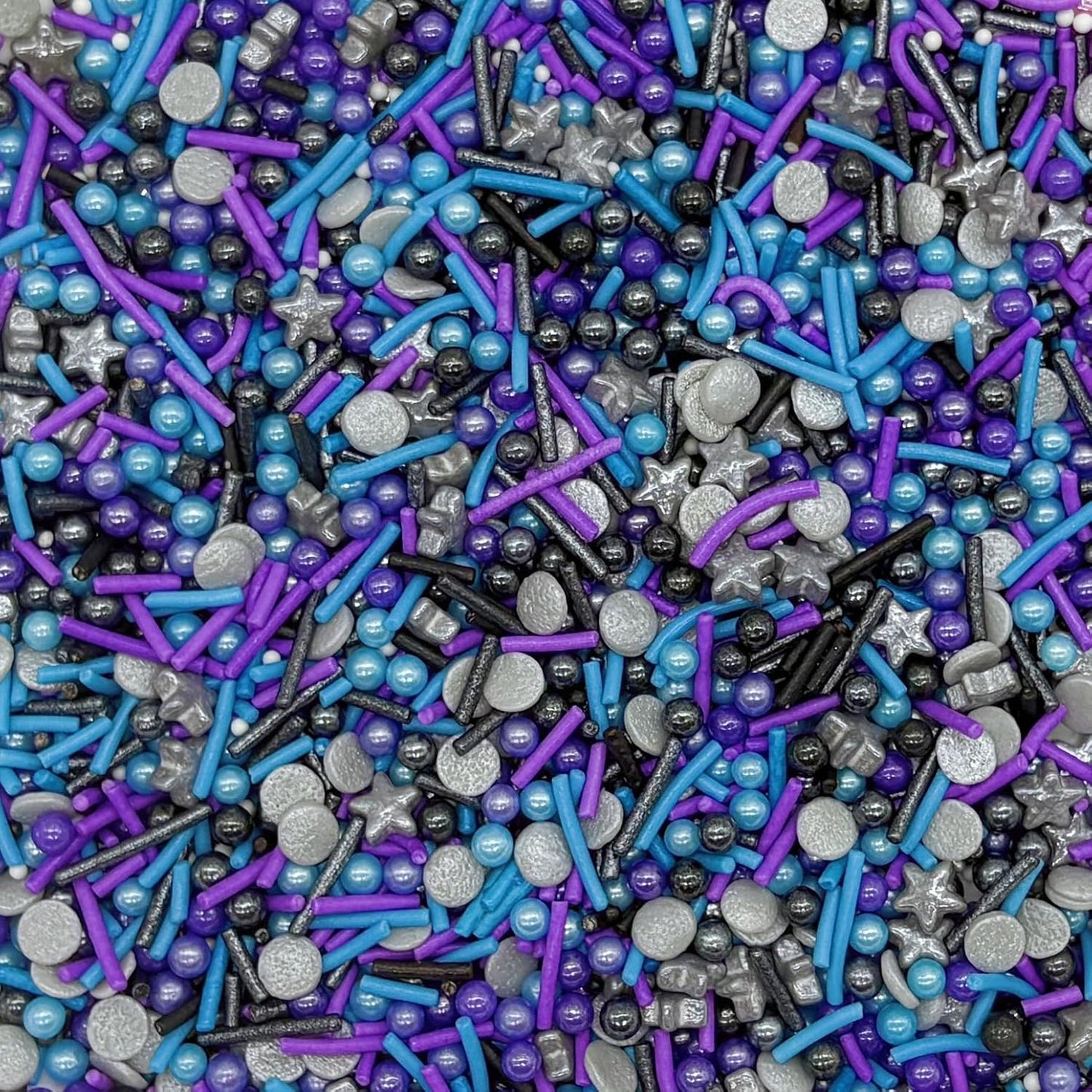 Dynastang Black & Silver & Blue & Purple Sprinkles Mixed Style Edible Cake Decorations Cupcake Toppers Cookie Perfect for Cakes, Cupcakes, Desserts Toppings 3OZ