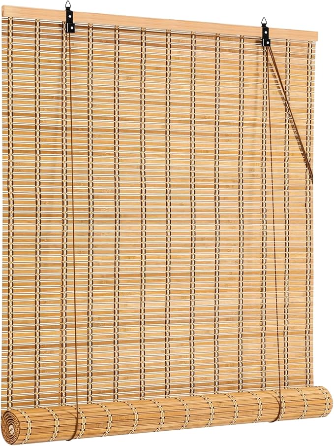 36x48 Inch Bamboo Blinds for Interior Windows, Light-Filtering & Privacy by IMSGVIFO