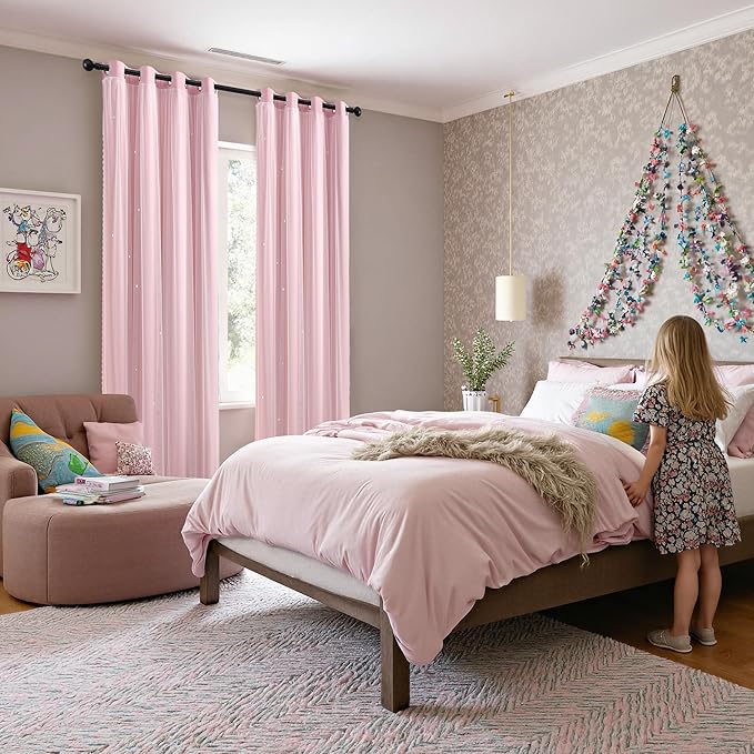 XiDi Pink Curtains for Bedroom, Girls Room Blackout Curtains, Kids Room - Image 7