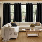 NICETOWN Black Faux Linen Room Darkening Rod Pocket Curtains 63 inch Length - Image 4