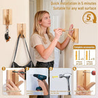 Wall Hooks for Small Space: Foldable Natural Wooden Coat Hooks 4Pack for - Image 6