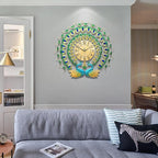 Large Peacock Wall Clock 27.6 inch Non-Ticking Silent Crystal Creative - Image 5