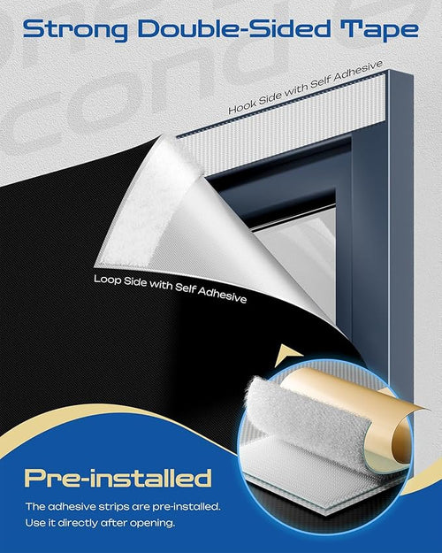 17" W x 36" L 100% Portable Blackout Curtains, Total Darkness No-Drill Black - Image 2
