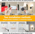 Vimhou Peel and Stick Wall Sconces, Stick On Wall Sconce Set of 2, Battery - Image 3