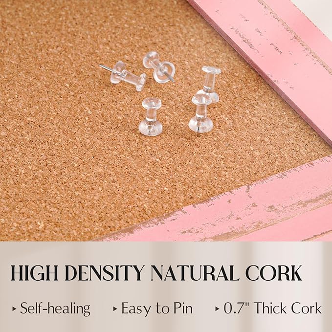Cork Bulletin Board, Decorative Hanging Pin Board Tack Board - Image 4