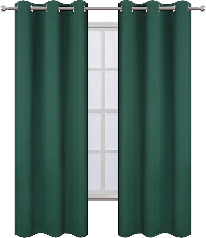 LEMOMO Dark Green Thermal Blackout Curtains/42 x 95 Inch/Set of 2 Panels Room - Image 2