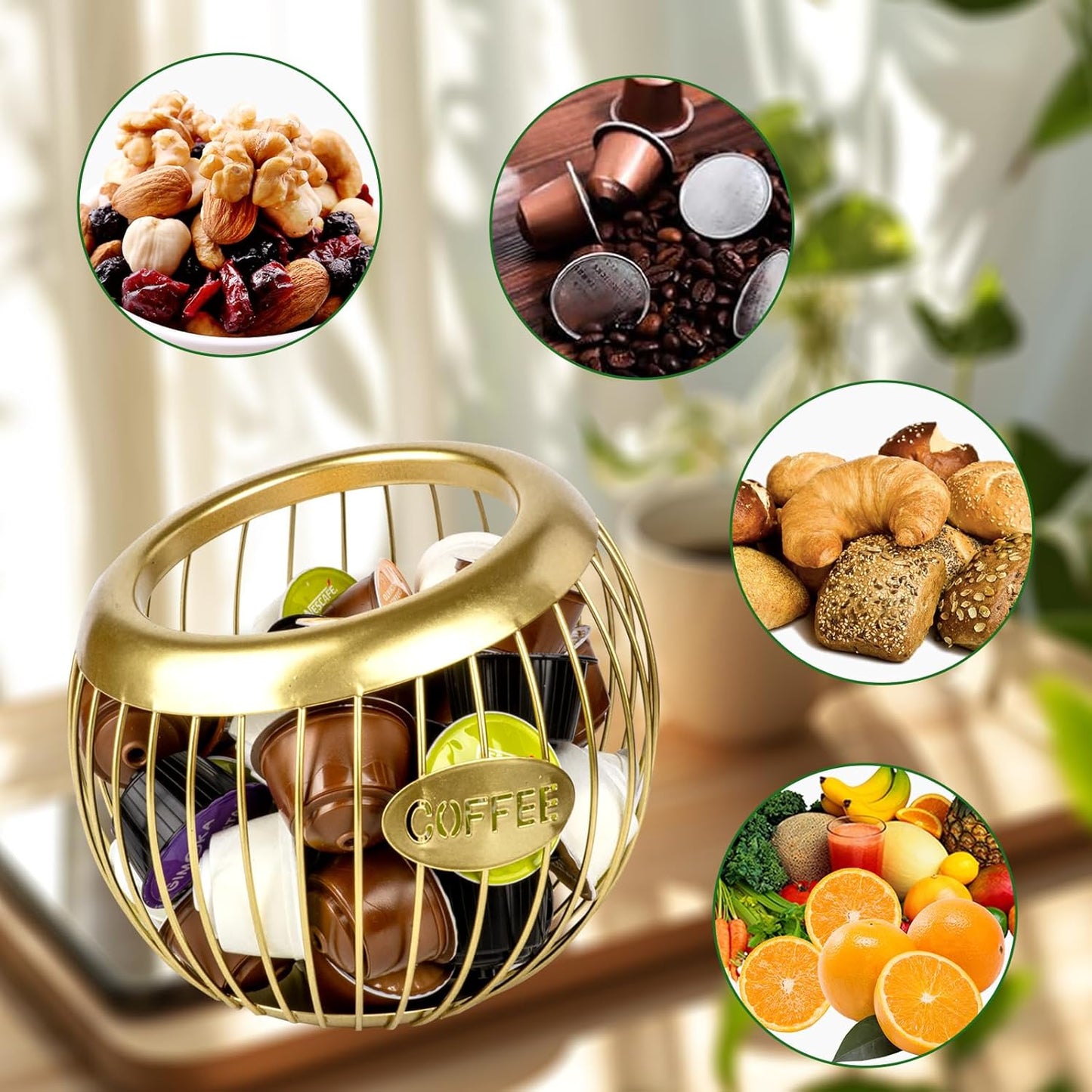 Stainless Steel Cup Coffee Basket pods holder Sturdy for Home or Office Kitchen Counter Organizer Espresso Capsule (GLOD)