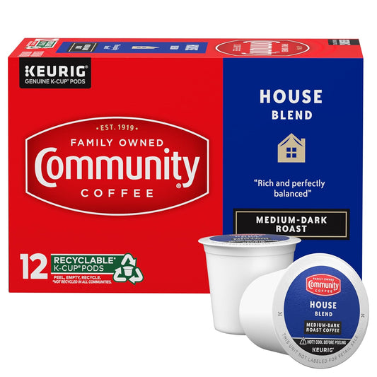 Community Coffee House Blend Medium-Dark Roast Single-Serve Keurig K-Cup Pods, 12 Count (Pack of 1)
