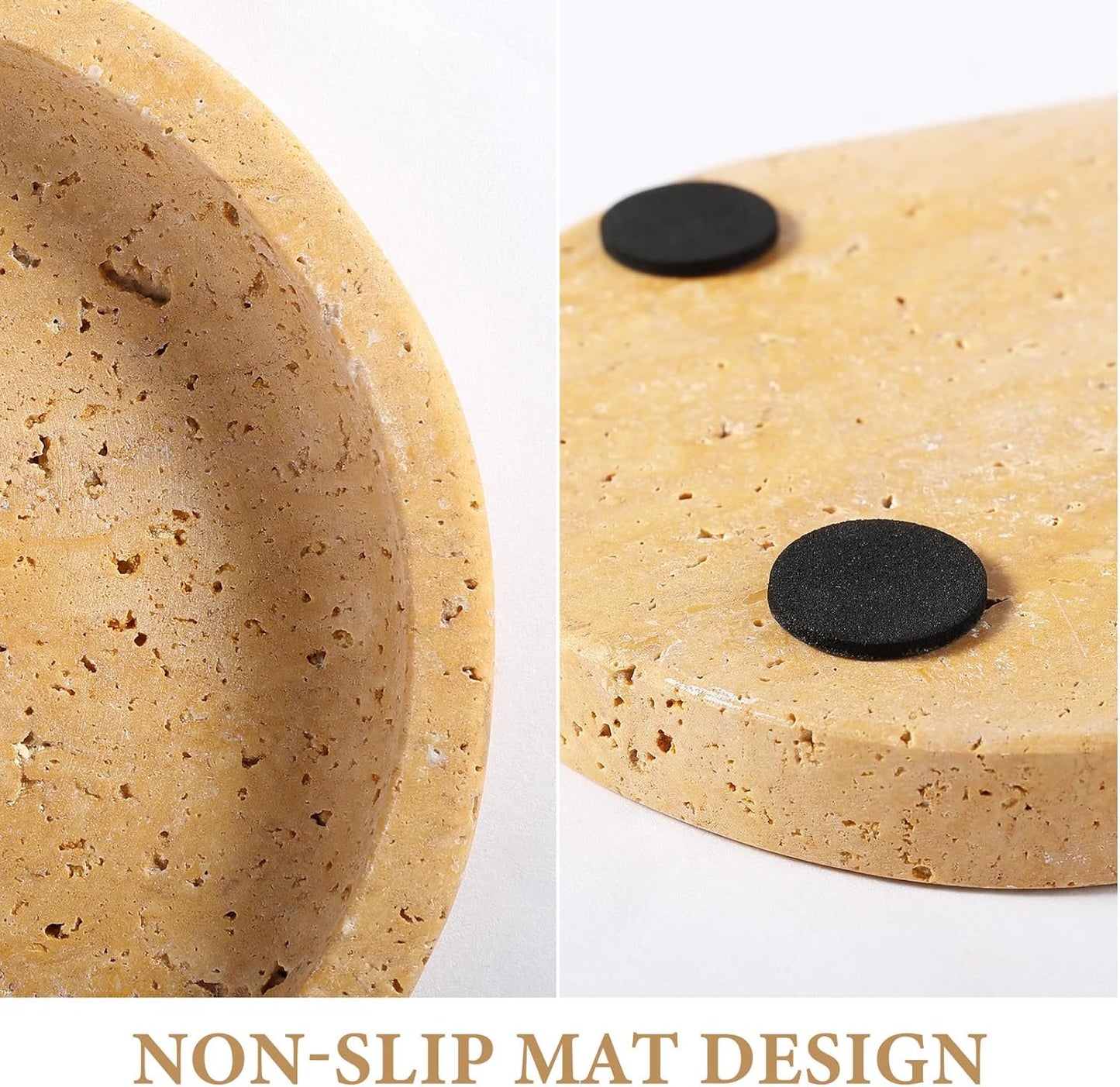 Koville Natural Travertine Tray for Bathroom Vanity, Noble Golden Yellow Bathroom Marble Trays for Countertop Organizer, Decorative Home Décor Catchall Tray for Perfume, Candles, Jewelry Dish Trays