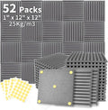 Focusound 52 Pack Grey Acoustic Foam Panels 1" x 12" x 12" Sound Proof Foam by Focusound