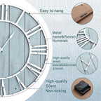 Quelay 30 Inch Coastal Wall Clock, Quiet Ticking Battery Operated, Rustic Retro - Image 3