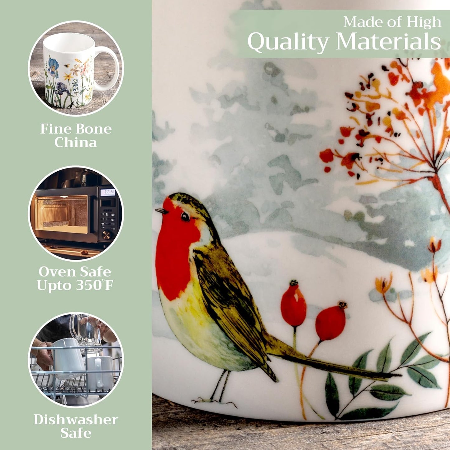 Maison d' Hermine Coffee Mug with Handles Fine Bone China Mugs Pack of One Tea Cups for Hot Beverages Cappuccino Latte Home Restaurant Office Perfect for Gift (Morzine - Chamonix, 15 Ounce)