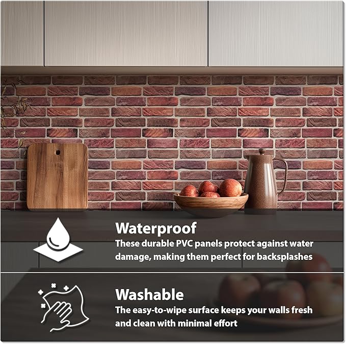 CONCORD WALLCOVERINGS ™ 3D Red Faux Brick Wall Panels - Image 4