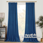 NICETOWN Royal Blue 96 inch Velvet Curtains - Image 3