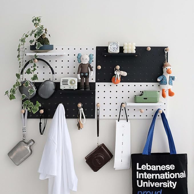 Wooden Pegboard Accessories Set: Modular Wall Hooks & Shelf - Image 6