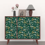 Laatse Dark Green Floral Wallpaper Peel and Stick Green Golden Leaf Wallpaper - Image 3