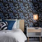 FLFK Vintage Floral Wallpaper Peel and Stick Dark Blue Flower Wallpaper 16" x - Image 3