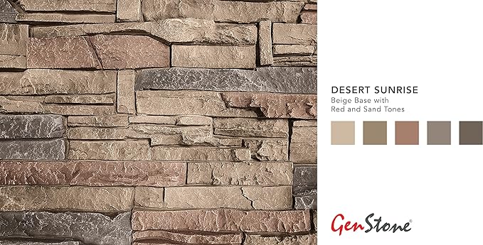 GenStone Faux Stacked Stone 90 Degree Inside Corner Panel 22.5" x 12" in Desert - Image 4