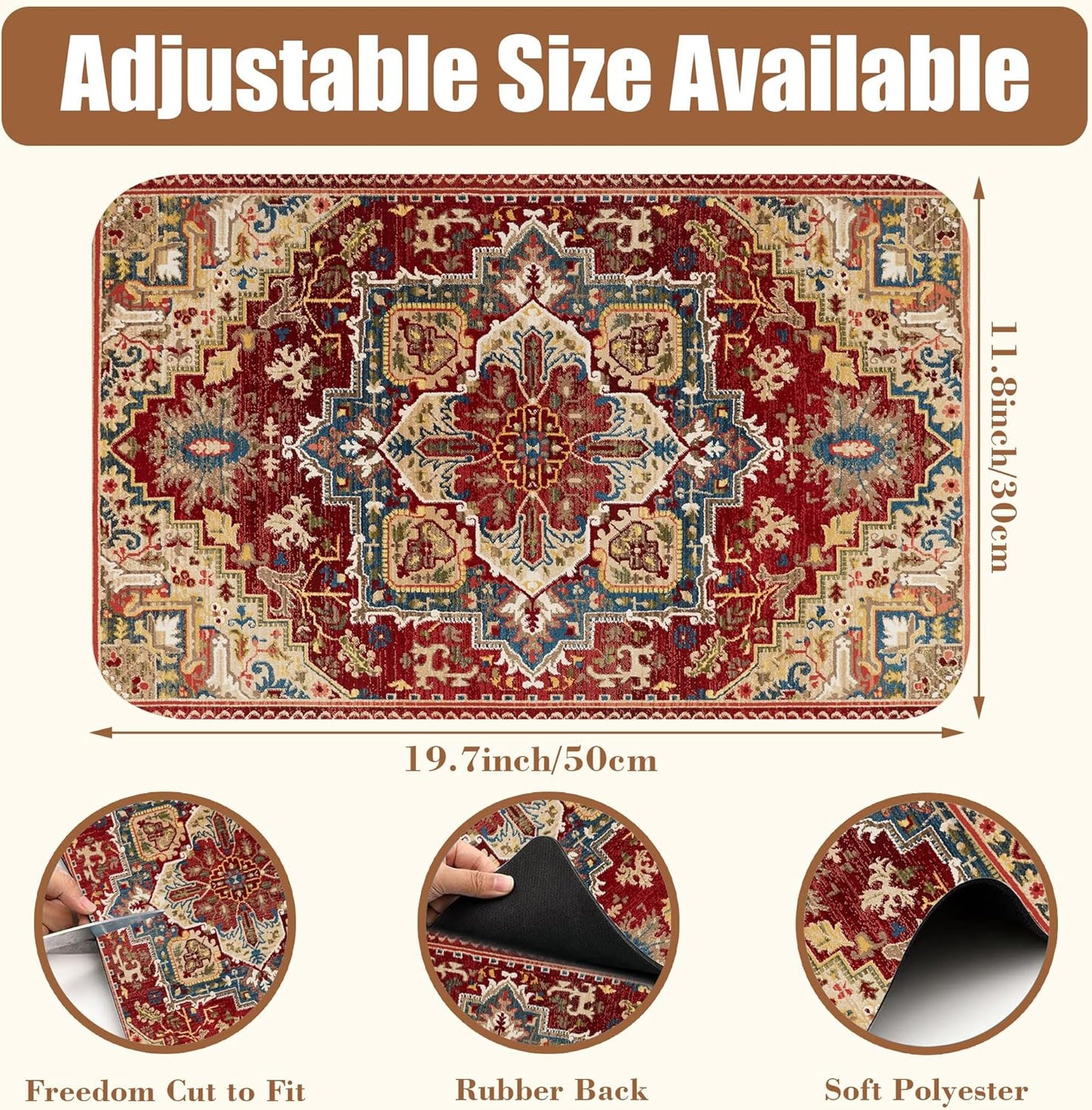 Boho Dish Drying Mat Persian Tribal Coffee Bar Mat for Countertop Absorbent Rubber Backed Hide Stain Dish Drainer Rack Pad Coffee Maker Espresso Machine Dining Room Decoration 11.8 x 19.7 Inch