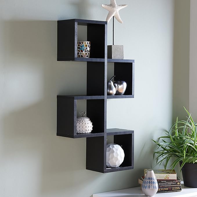 Danya B. Cubby Chessboard Wall Shelf – Black - Image 3