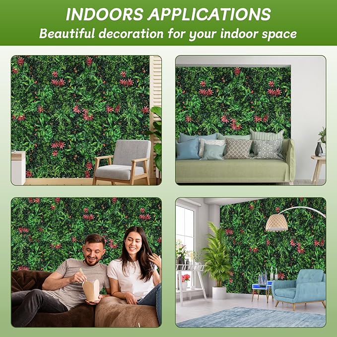Grass Wall Panels 12 Pack 20"x20", Artificial Hedge Greenery Wall Backdrop - Image 7