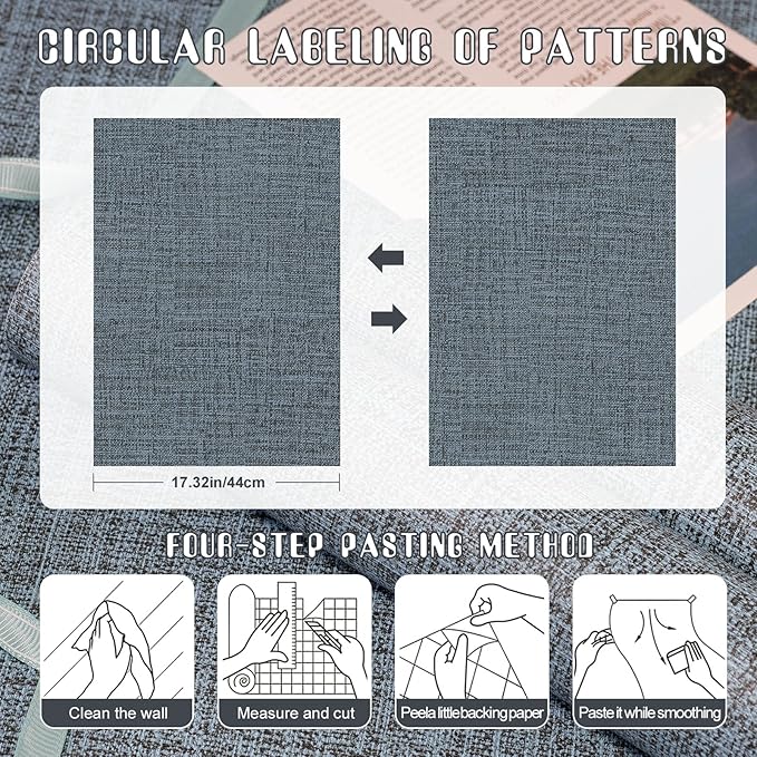 Amiya Grasscloth Wallpaper Blue Peel and Stick Faux Fabric Linen Contact Paper - Image 8