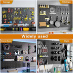 Peg Board, 6 Pack Black Peg Board Panels, 60lbs Load Capacity Each, Pegboard - Image 7
