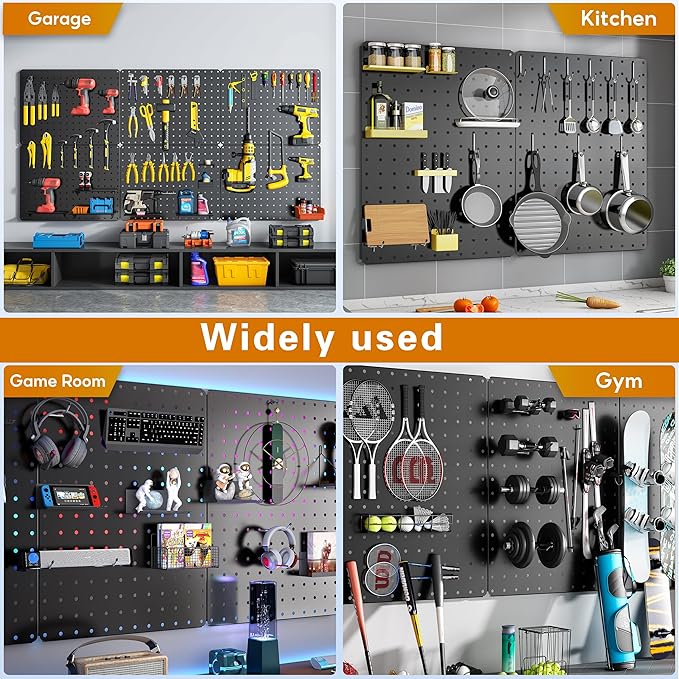 Peg Board, 6 Pack Black Peg Board Panels, 60lbs Load Capacity Each, Pegboard - Image 7