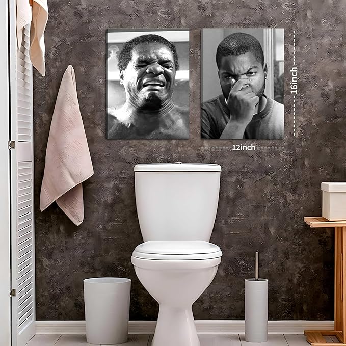 Framed Funny Bathroom Canvas Wall Art Set of 2 - Image 3