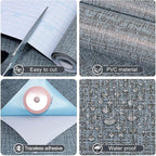 Amiya Grasscloth Wallpaper 17.3"x80" Blue Peel and Stick Faux Fabric Linen - Image 2