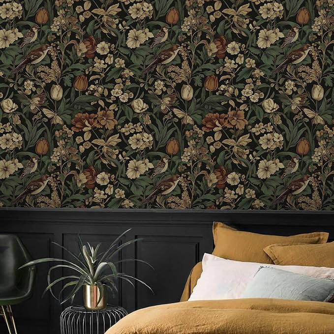 Erfoni 17.3" x197" Retro Floral and Bird Contact Paper Vintage Peel and Stick - Image 3