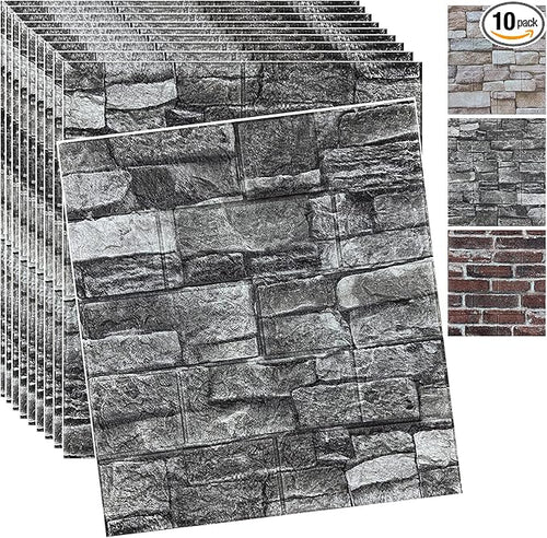 10PCS 3D Wall Panels Peel and Stick 3D Brick Wallpaper Peel and Stick Faux by YLLYLL