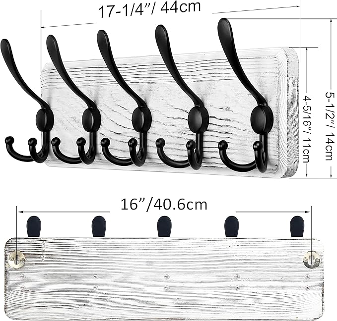 SKOLOO Rustic Wall Mounted Coat Rack, Wood Coat Rack Wall Mount - Image 3